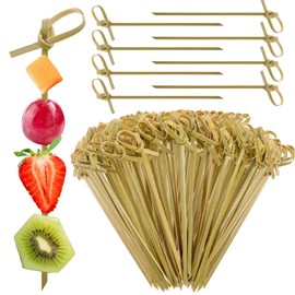 1000 Pcs Bamboo Cocktail Picks 4.72" Bamboo Sticks Bamboo Skewers for Drinks Bamboo Toothpicks for Appetizers Knot Toothpicks for Drinks Barbecue Snacks Events Party