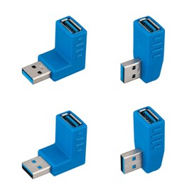 USB 3.0 Male to Female Extension Adapter，USB Multiple Directions Connector 4Pack Blue，It can be Used in Notebook, Desktop and Other USB Interface Products