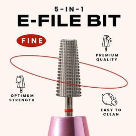 V Beauty Pure 5-In-1 Professional Nail Drill Bits (Fine) - Electric Nail Drill Kit for Manicure, Pedicure & 3D Art - Portable EFile Nail Tech Drill Bits for Nail Technicians, Salon & Home DIY