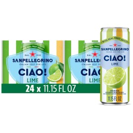 Sanpellegrino CIAO Lime Sparkling Water, Low-Calorie Italian Sparkling Water with Real Fruit Juices, 0g Added Sugar, 24-Pack