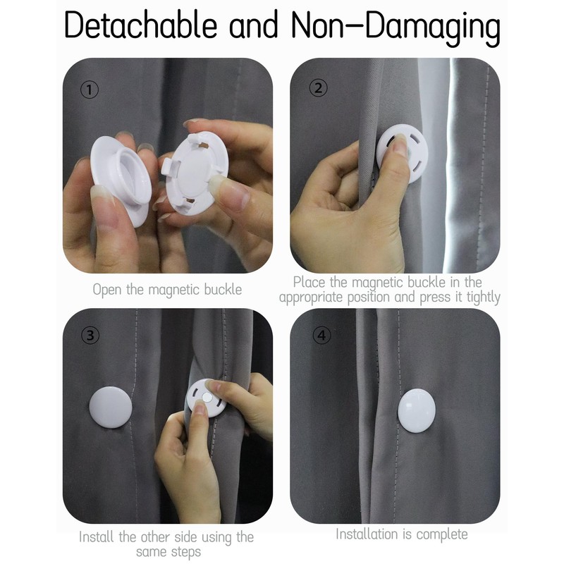 4 Pairs Magnetic Curtain Clips for Privacy Protection - Detachable
