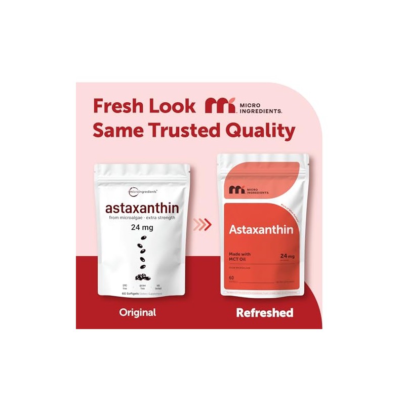 Micro Ingredients Astaxanthin 24mg with MCT Oil, 60 Softgels, 2