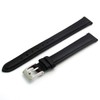 Ladies Soft Genuine Leather Watch Strap Band 10mm, Black, Chrome