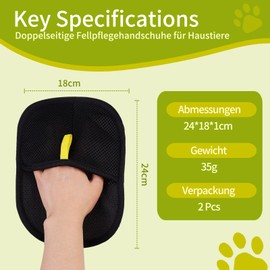 KLINNA 1 x Antistatic Grooming Glove for Cats and Dogs, Pet Hair Remover Glove for Smooth, Healthy Coat, Massage, Cleaning Clothes, Sofas, Carpets
