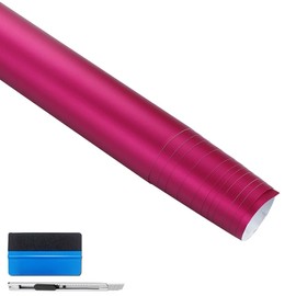 NewL Premium Satin Matt Chrome Ice Metallic Vinyl Film Car Film Sticker Air Bubble-Free DIY Motorcycle Phone Sticker Accessories (Rose Red, 30 cm x 150 cm)