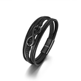 Zysta Men's Leather Bracelet Infinity Sign Bracelet Infinity Wrap Bracelet with Magnetic Closure – Gift for Men