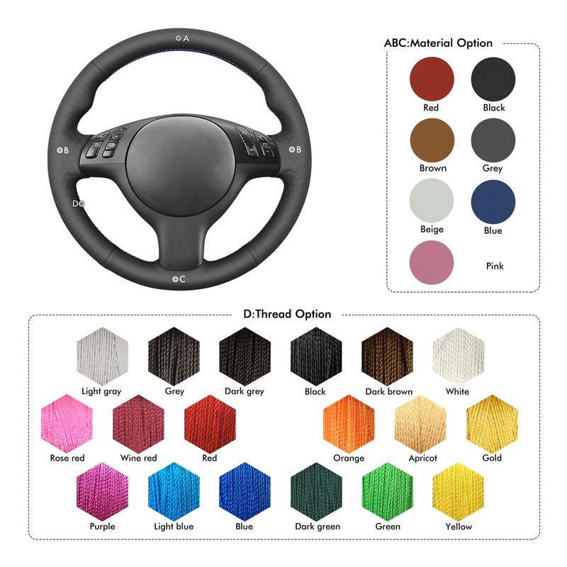MEWANT Steering Wheel Cover for E46 E39 330i 540i 525i