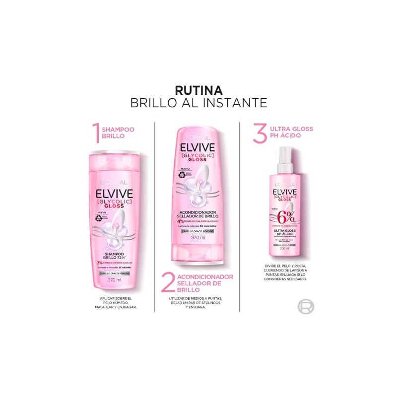 Kit LOréal Paris Elvive Tratamiento Ultra Gloss Glycolic Gloss 200