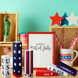 Kigley 6 Pcs Christmas Decorations Xmas Tiered Tray Decor Farmhouse Table Centerpieces Rustic Wooden Stacked Books Firework Sign for Xmas Indoor Home Party Table Decor (Cute)