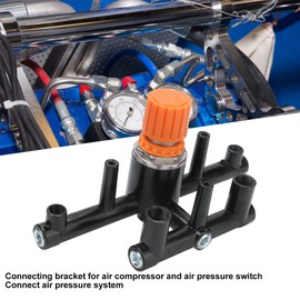 Regulator/Manifold for Air Compressor, Quad Outlet Aluminum Alloy Air Compressor Regulator Control Valve and Fittings - M5 G1/4 G1/8