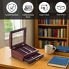 Bey-Berk Walnut Wood 19-Pen Display Box with Glass Top, Drawer,