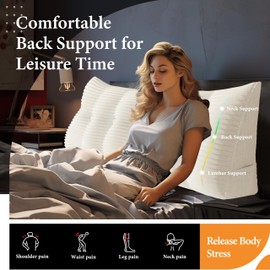 Daneey Headboard Wedge Pillow Bed Wedge Pillow for Headboard Bolster Reading Pillow for Bed Back Pillow for Sitting in Bed Wedge Pillow Headboard with Removable Cordury Cover (White, Twin)