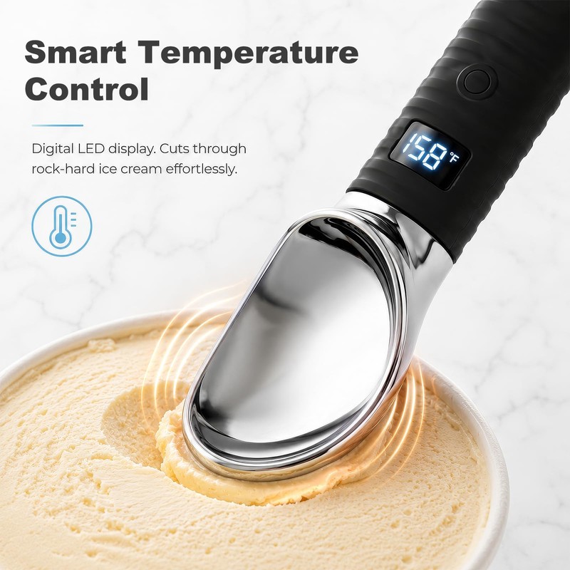 Dual Temperature Heated Ice Cream Scoop - 131/158°F for Ice