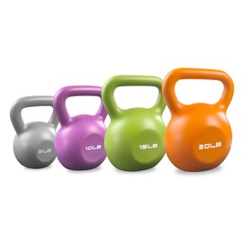 Women Exercise Kettlebells 50LBs Set with Vinyl Coated Strength Training Kettle Bell for Home Workout, Strong Grip Weights 5/10/15/20lb Included