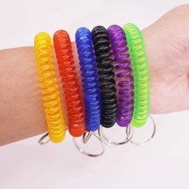 BOBOZHONG Wrist Keychain,7PCS Wristband Keychains Spring Spiral Stretch Coil Wristband Key Ring Key Chain, for Gym,Pool,Keys