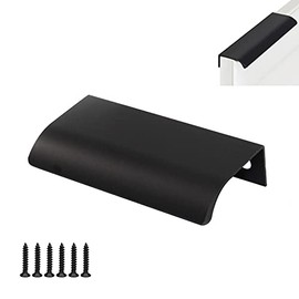 300mm Aluminium Alloy Finger Edge Handle Pull Black Modern Style Drawer Cupboard Handles Wardrobe Handles (2 Pieces
