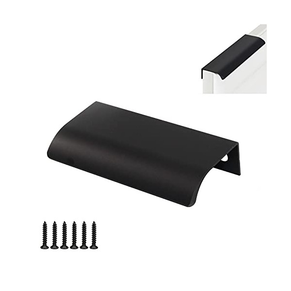 300mm Aluminium Alloy Finger Edge Handle Pull Black Modern Style
