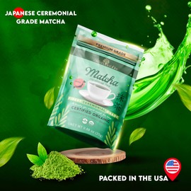 Golden Herbs Matcha Superior Ceremonial Blend Green Tea Powder from Uji, Kyoto, USDA Organic, Gluten-Free Vegan, 100% Pure Unsweetened, No Additivesm, Resealable Freshness Pouch (25g / 0.88 oz)