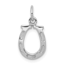 14k White Gold Solid Polished Horseshoe Pendant