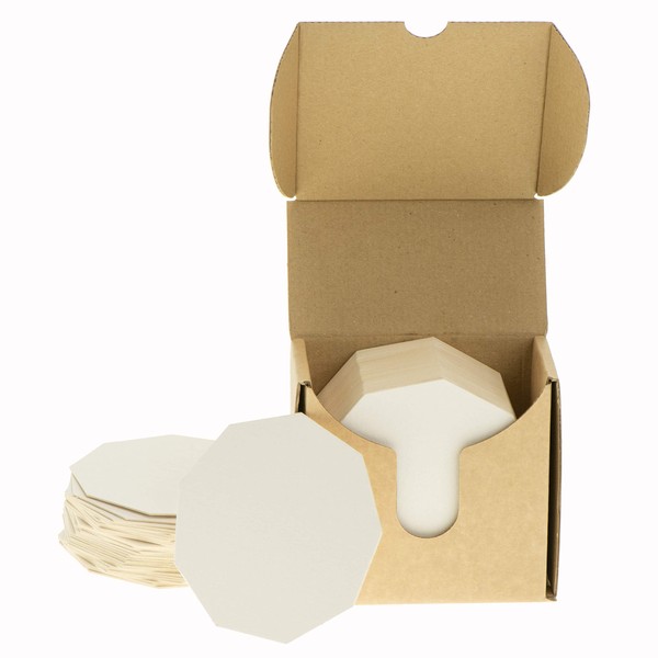 ZEZAZU 4¼" Nonagon Heavyweight Blank White Paper Pulpboard Absorbent Coasters