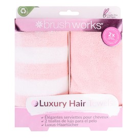 Brushworks Luxury Hair Towels - 2 Pack, Pink, One Size