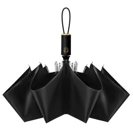 CUBY Travel Umbrella Folding Umbrella Reinforced Windproof Frame Waterproof UV Proof Slip-Proof Handle Easy Carry for Sunny Rainy (Black)