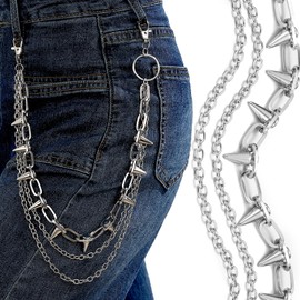 LORACOXS Pants Chain for Men Jean Chains for Women Spike Punk Chain for Pants Goth Belt Pocket Chain Wallet Chain for Men