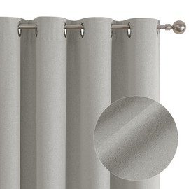 ChrisDowa 100% Blackout Linen Curtains, 2 Panels Set Thermal Insulated Room Darkening Curtains for Living Room, Privacy Grommet Window Curtains for Bedroom (Light Grey, 52 x 102 Inch)