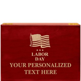Crown Awards Labor Day Rosewood Humidor Gift, Customize with Your Own Text Engraving