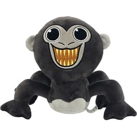 Klikkopers Kuscheltier Gorilla Tag - Plüsch Gorilla Tag Figur 25 cm – Weiches Stofftier für Kinder, Dekoration in Schwarz/Grau, Blau oder Orange – Perfekt für Gamer & Sammler (Schwarz Lächelnd)