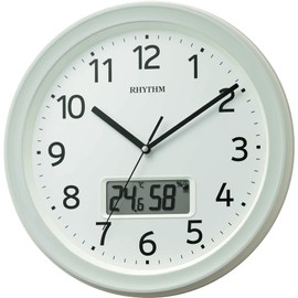 rizumu時計工業 Wall Clock White φ 32.5x5 cm Atomic Analog Digital Continuous Second Hand Temperature Humidity Calendar 8fya02sr03 