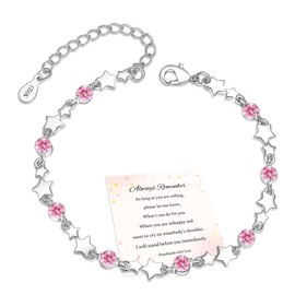 MUCCA Women's Star Bracelet 925 Silver Charm Bracelet with Cubic Zirconia Friendship Bracelets Silver Gifts for Women and Girls, Cubic Zirconia