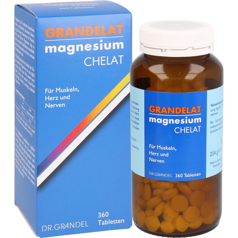 Grandelat Magnesium Chelat Tabletten für Muskeln, Herz und Nerven, 360