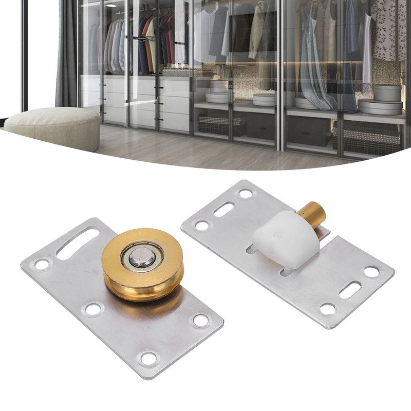 2 Sets Sliding Door Roller Brass Stainless Steel Pulley for