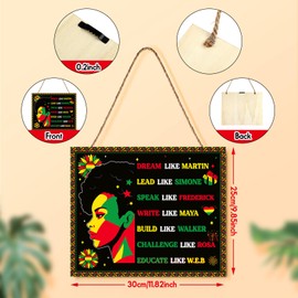 Gulfmew Black History Month Decorations African American National Holiday Wall Art 11.81 x 9.84 Inch Wood Sign African American Wall Decor for Afro February Festival Celebration Party Decorations