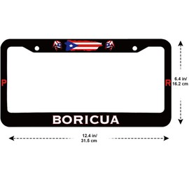 2 Pack for Coqui Frog Boricua Puerto Rico Rican Black Metal License Plate Frame, Stainless Steel Auto Plate Frames