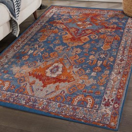 LUXE WEAVERS Moroccan Floral Blue 5x7 Area Rug for Living Room