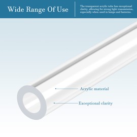 QUARKZMAN Pack of 2 Acrylic Tubes, Rigid Round Tube, 10 mm Inner Diameter, 12 mm Outer Diameter, 305 mm (12 Inches) Length for Lighting Models, Plumbing Crafts [Clear]