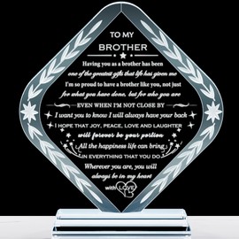 Gifts for Brother Meaningful Brother Birthday Gifts from Sister Brother Laser Engraved Crystal Keepsake for Best Fathers Day Christmas Graduation Gift for Brother Adult