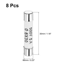 uxcell 8pcs Ceramic Cartridge Fuses 5A 500V 6x30mm Ceramic Fuses Fast Blow Replacement for Amplifier Energy Saving Lamp Ballast