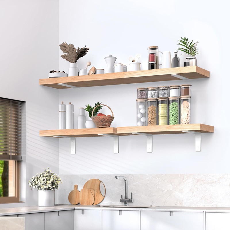 White Floating Shelf Bracket 8 Inch, 6 Pack Heavy Duty