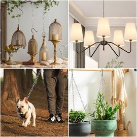 garini 6 Feet Industrial Silver Light Fixture Chain, Adjustable Metal Pendant Chandelier Chain Extension with Detachable Link, 2 Pack