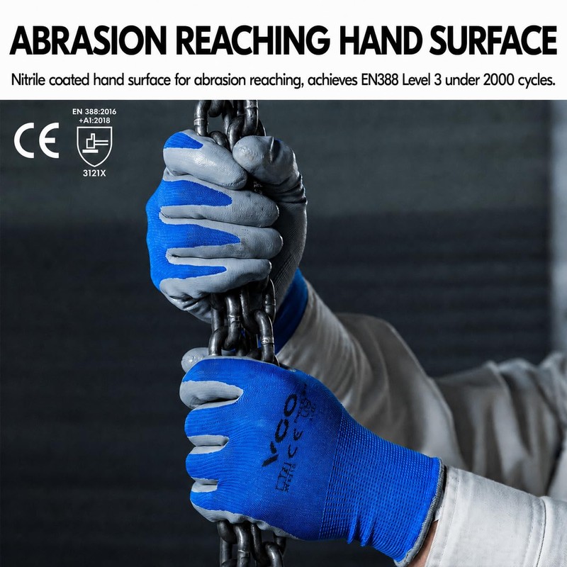 Vgo... 10pairs Safety Work Gloves Nylon with PU Nitrile Coated