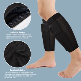 Xzeemo Football Shin Pads with Non-Slip Strips, Football Shin Guards with Optimised Pocket Children's Football Shin Pads Football Socks Set for Children Youth Adults