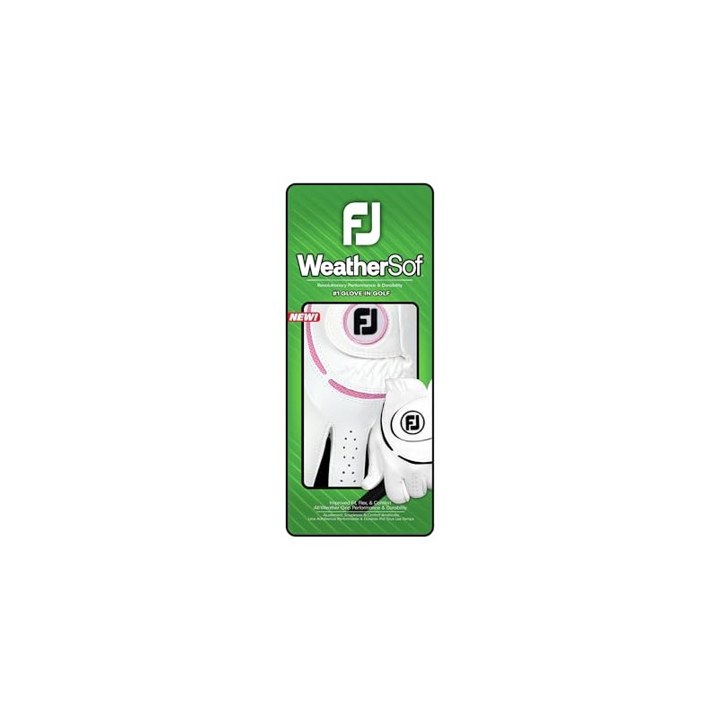 FootJoy WeatherSof Women's Golf Glove, White/Pink