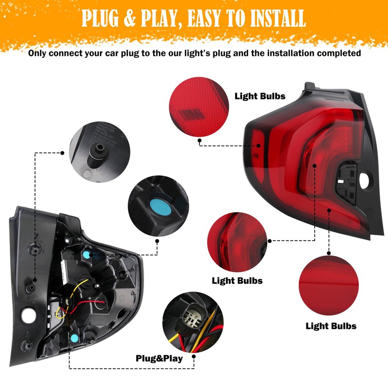 JSKAPA Left Tail Light Assembly Compatible with 2018 2019 2020