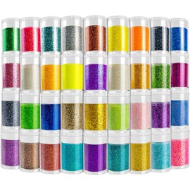 Linwulte Ultra Fine Glitter 36 Surtidos Colores Set, Polvo Holográfico Glitter para Vasos, Slime Resina Epoxi Artes y Manualidades Glitter, Brillo Cosmético Iridiscente para Uñas Corporales Face Hair