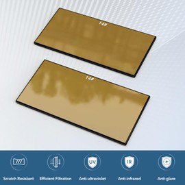 TRQWH 5pcs Welding Hardened Glass Gold Lens Shade 14 Darkening Filter Plates 2" x 4.25" HD Glass Welding Helmet Lens