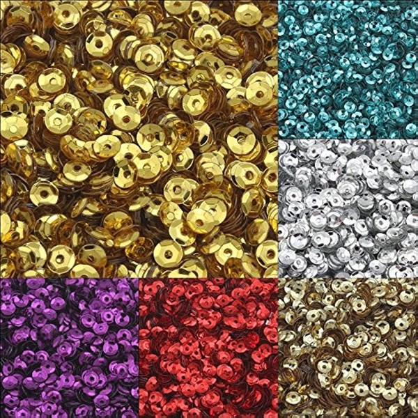 24000 Pieces Sequins Diameter 3 mm 10 Colours Set Bowls