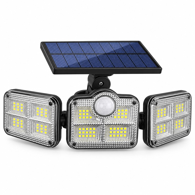 4-Head Solar Motion Sensor Security Light, 3000 Lumens, 270° Wide